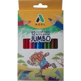 Artlantis Kuru Boya Jumbo 12 Renk Tam Boy 1 Paket Adel Jumbo Kuru Boya Kalemi Kolay Kullanım Canlı Renkler - Çok Renkli