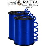 Artlantis Lacivert Rafya Şerit Kurdela 2 Adet 8mm 200 Metre Rabant Rafya Renkli Hediye Paketleme Ipi Kurdela Balon Bağlama Ponpon - 8 mm