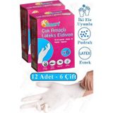 Artlantis Lateks Tek Kullanımlık Pudralı Eldiven 2 Paket Doktor Eldiveni Muayene Eldiveni Beyaz M Beden Çok Amaçlı Gıda Temizlik