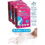 Artlantis Lateks Tek Kullanımlık Pudralı Eldiven 3 Paket Doktor Eldiveni Muayene Eldiveni Beyaz M Beden Çok Amaçlı Gıda Temizlik