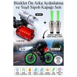 Artlantis Led Işıklı Bisiklet Ön Far Arka Stop Aydınlatma Işığı ve Yeşil Sipob Kapağı Haraketli Fotosel Sensör