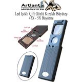 Artlantis LED Işıklı Çift Gözlü Kızaklı Büyüteç 1 Adet Mor Işıklı 45X 5x Büyütme Lens El Tipi Lup Mercek Büyüteç Okul Büro Ofis - Siyah - Standart - 5X 45X