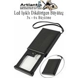 Artlantis LED Işıklı Dikdörtgen Çekmeceli Büyüteç 1 Adet 3x 6x Büyütme Optik Lens El Tipi Mercek Çep Büyüteci Okul Ofis Büro - Siyah - Standart