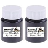 Artlantis Linol Mürekkebi Siyah 25 ml 2 Adet Linol Baskı Mürekkebi Blok Baskı Sanat Hobi - Standart