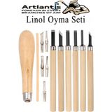 Artlantis Linol Oyma Seti 13 Parça 1 Paket Linol Oyma Kesme Bıçak Seti Bıçaklı Linolyum Baskı Ahşap Saplı - Standart - Naturel