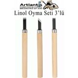 Artlantis Linol Oyma Seti 3 Parça 1 Paket Linol Oyma Kesme Bıçak Seti 3 Bıçaklı Linolyum Baskı Ahşap Saplı - Standart - Naturel