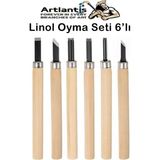 Artlantis Linol Oyma Seti 6 Parça 1 Paket Linol Oyma Kesme Bıçak Seti 6 Bıçaklı Linolyum Baskı Ahşap Saplı - Standart - Naturel