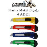 Artlantis Maket Bıçağı Plastik Büyük Boy 4 Adet 18 mm Plastik Falçata Bıçağı Büyük Boy - Renkli - Standart