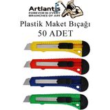 Artlantis Maket Bıçağı Plastik Büyük Boy 50 Adet 18 mm Plastik Falçata Bıçağı Büyük Boy - Renkli - Standart