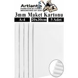 Artlantis Maket Kartonu Beyaz Fotoblok 3 mm A4 20X30 cm 5 Adet Hobi Sanat Okul Köpüklü Straforlu Maket Kartonu Maket Yapımı - Standart