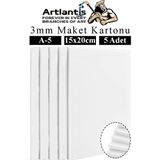 Artlantis Maket Kartonu Beyaz Fotoblok 3 mm A5 15X20 cm 5 Adet Hobi Sanat Okul Köpüklü Straforlu Maket Kartonu Maket Yapımı - Standart