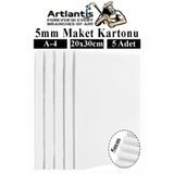 Artlantis Maket Kartonu Beyaz Fotoblok 5 mm A4 20x30 cm 5 Adet Hobi Sanat Okul Köpüklü Straforlu Maket Kartonu