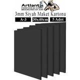 Artlantis Maket Kartonu Siyah Fotoblok 3 mm A3 30X40 cm 5 Adet Hobi Sanat Okul Köpüklü Straforlu Maket Kartonu Maket Yapımı - Standart