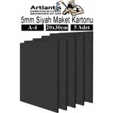 Artlantis Maket Kartonu Siyah Fotoblok 5 mm A4 20X30 cm 5 Adet Hobi Sanat Okul Köpüklü Straforlu Maket Kartonu Maket Yapımı - 20x30cm - Standart