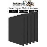 Artlantis Maket Kartonu Siyah Fotoblok 5 mm A5 15x20 cm 5 Adet Hobi Sanat Okul Köpüklü Straforlu Maket Kartonu