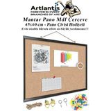 Artlantis Mantar Pano Mdf Çerçeve 45X60 cm 1 Adet Harita Çivisi Hediyeli Duvara Monte Mantar Çerçeve Evde Okulda Büroda Ofiste - Kahverengi - Standart