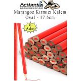 Artlantis Marangoz Kalem Kırmızı Oval 6 Adet 1 Paket Kalın Oval Marangoz Inşaat Kalemi Aşap Beton Işaretleme Kalemi Kalın Kalem - 17.5 cm