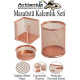 Artlantis Masaüstü Fileli Kalemlik Seti 3 Parça 1 Paket 3 Lü Masa Üstü Düzenleyici Kalemlik Küp Notluk Ataşlık - Standart