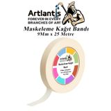 Artlantis Maskeleme Bandı Kağıt Bant 9 mm 25 Metre 1 Adet Boya Bantı Maskeleme Kağıt Bant Duvar Yağlı Boya Bad