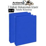 Artlantis Mavi 2 Halkalı Klasör 2 Adet A4 Pvc Öğrenci ve Ofis Tipi Evrak Sunum Talebe Büro Klasörü Iç Cepli Otomatik Mekanizmalı