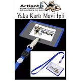 Artlantis Mavi İpli Yaka Kartı 1 Adet Ayarlanabilir Boyuna Asma Kimlik Koruyuculu PVC Mavi Yaka Kartlığı Seyeh