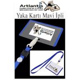 Artlantis Mavi İpli Yaka Kartı 10 Adet Ayarlanabilir Boyuna Asma Kimlik Koruyuculu PVC Mavi Yaka Kartlığı Seyehat Ofis Okul Büro