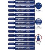 Artlantis Mavi Permanent Markör Kalem Kesik Uç 12 Adet Sentör Kalıcı Marker Kalem Tüm Koli Karton Çuval Cam Plastik Yüzeylerde - 2-5mm