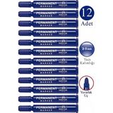 Artlantis Mavi Permanent Markör Kalem Yuvarlak Uç 12 Adet Sentör Kalıcı Marker Kalem Tüm Koli Karton Çuval Cam Plastik Yüzeylerde - 2-5mm