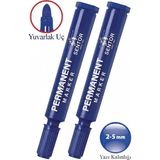 Artlantis Mavi Permanent Markör Kalem Yuvarlak Uç 2 Adet Sentör Kalıcı Marker Kalem Tüm Koli Karton Çuval Cam Plastik Yüzeylerde - 2-5mm