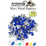 Artlantis Mavi Raptiye 200 Adet 1 Paket Renkli Pvc Kaplı Başlıklı Raptiye Plastik Yuvarlak Düğmeli Raptiye Pano Okul Ofis Büro - Standart