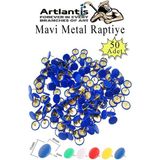 Artlantis Mavi Raptiye 50 Adet 1 Paket Renkli Pvc Kaplı Başlıklı Raptiye Plastik Yuvarlak Düğmeli Raptiye Pano Okul Ofis Büro Ev - Standart