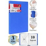 Artlantis Mavi Sunum Dosyası 10 Lu 3 Adet Poşet Dosyalı Katalog Dosyası 10 Poşetli Kendinden Dosya Plastik Kapaklı - Standart