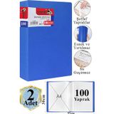 Artlantis Mavi Sunum Dosyası 100 lü 2 Adet Poşet Dosyalı Katalog Dosyası 100 Poşetli Kendinden Dosya Plastik Kapaklı