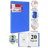 Artlantis Mavi Sunum Dosyası 20 li 2 Adet Poşet Dosyalı Katalog Dosyası 20 Poşetli Kendinden Dosya Plastik Kapaklı