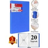 Artlantis Mavi Sunum Dosyası 20 Li 3 Adet Poşet Dosyalı Katalog Dosyası 20 Poşetli Kendinden Dosya Plastik Kapaklı - Standart