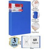 Artlantis Mavi Sunum Dosyası 60 Lı 3 Adet Poşet Dosyalı Katalog Dosyası 60 Poşetli Kendinden Dosya Plastik Kapaklı - Standart