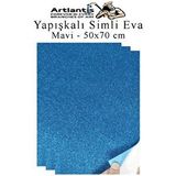 Artlantis Mavi Yapışkanlı Simli Eva 50x70 Cm 3 Adet Simli Yapışkanlı Eva Süngeri Okul Kreş Anasınıfı Elişi Etkinlikleri Hobi