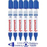 Artlantis Mavi Yazı Tahta Kalemi 6 Adet Doldurulabilir Tahta Kalemi Okul Sınıf Öğretmen Beyaz Yazı Tahtası Kalemi Canlı Renk - 1 - Standart