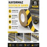 Artlantis Merdiven Kaydırmaz Bant Sarı Siyah 25MM 1 Adet Mas Güvenlik Uyarı Bandı 15 Metre 2.5 cm Yapışkanlı Basamak Mermer Beton - Sarı - Siyah - 25mm x 15 metre - Standart