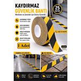Artlantis Merdiven Kaydırmaz Bant Sarı Siyah 25MM 1 Adet Mas Güvenlik Uyarı Bandı 25 Metre 2.5 cm Yapışkanlı Basamak Mermer Beton - Sarı - Siyah - 25mm x 25 metre - Standart