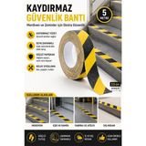 Artlantis Merdiven Kaydırmaz Bant Sarı Siyah 25MM 1 Adet Mas Güvenlik Uyarı Bandı 5 Metre 2.5 cm Yapışkanlı Basamak Mermer Beton - Sarı - Siyah - 25mm x 5 metre - Standart