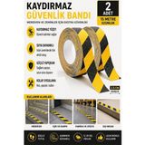 Artlantis Merdiven Kaydırmaz Bant Sarı Siyah 25MM 2 Adet Mas Güvenlik Uyarı Bandı 15 Metre 2.5 cm Yapışkanlı Basamak Mermer Beton - Sarı - Siyah - 25mm x 15 metre - Standart
