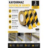 Artlantis Merdiven Kaydırmaz Bant Sarı Siyah 25MM 3 Adet Mas Güvenlik Uyarı Bandı 15 Metre 2.5 cm Yapışkanlı Basamak Mermer Beton - Sarı - Siyah - 25mm x 15 metre - Standart