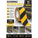Artlantis Merdiven Kaydırmaz Bant Sarı Siyah 50MM 1 Adet Mas Güvenlik Uyarı Bandı 15 Metre 5 cm Yapışkanlı Basamak Mermer Beton - Sarı - Siyah - 50mm x 15 metre - Standart