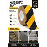 Artlantis Merdiven Kaydırmaz Bant Sarı Siyah 50MM 1 Adet Mas Güvenlik Uyarı Bandı 5 Metre 5 cm Yapışkanlı Basamak Mermer Beton - Sarı - Siyah - 50mm x 5 metre - Standart