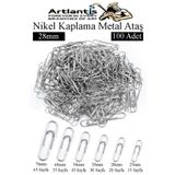 Artlantis Metal Ataş No 3 28mm 100 lü 1 Paket Nikel Kaplama Metal Ataç Dayanıklı Paslanmaz 20 Sayfa Kapasiteli
