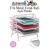 Artlantis Metal Evrak Rafı 3 Lü 1 Paket Masa Üstü A4 Dosya Düzenleyici Kağıt Tepsisi Metal Fileli Üç Katlı Hareketli Perfore Çok Renkli