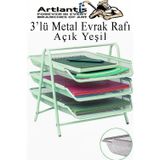 Artlantis Metal Evrak Rafı 3 lü 1 Paket Masa Üstü A4 Dosya Düzenleyici Kağıt Tepsisi Metal Fileli Üç Katlı Hareketli Perfore