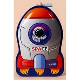 Artlantis Metal Kumbara Roket Anahtarlı 1 Adet Kilitli Astronot Roket Uzay Mekiği Figürlü Kilitli Metal Kumbara 13X19CM - Turuncu