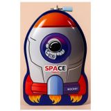 Artlantis Metal Kumbara Roket Anahtarlı 1 Adet Kilitli Astronot Roket Uzay Mekiği Figürlü Kilitli Metal Kumbara 13x19cm